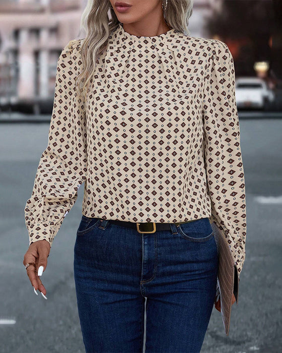 Bluse med vintage stil og print