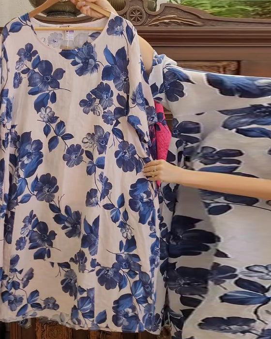 Uformell kjole med blomstertrykk