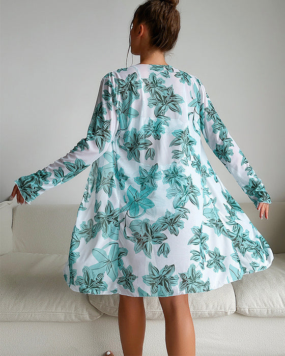 Tredelt sett med motetrykt bikinideksel