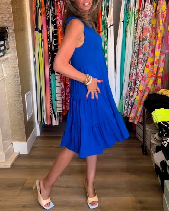 Kjole med plissert passform og ermeløs