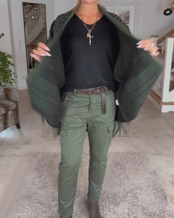 Langermet cardigan med leopardmønster