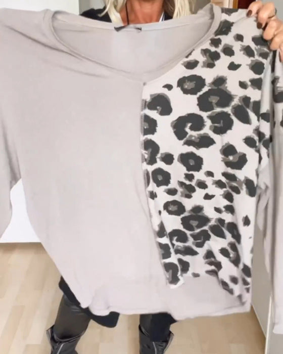 Topp med V-hals og fargeblokk