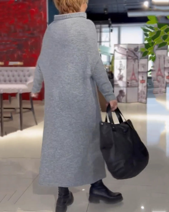 Løs Kjole Med Turtleneck Og Lange Ermer
