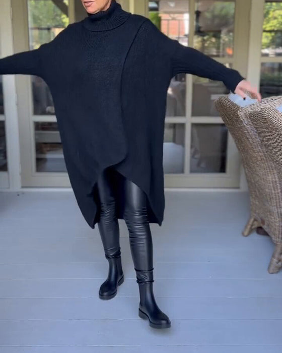 Pullover med høy nakke og lang