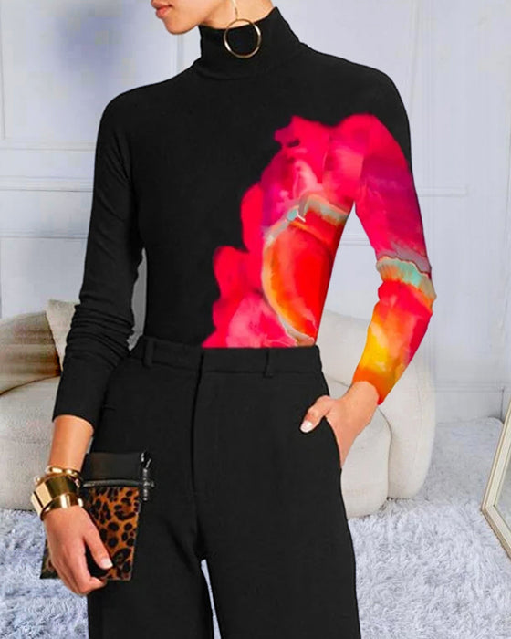 Skinny T-skjorte med høy hals