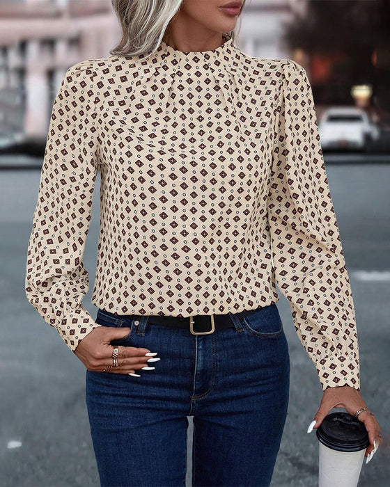 Bluse med vintage stil og print