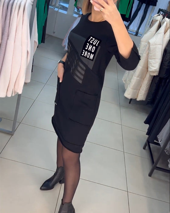 print Shift kjole med lomme