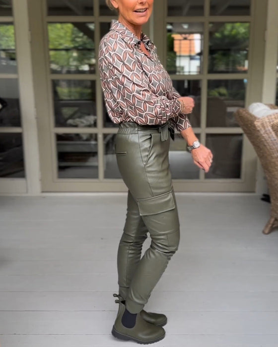 Vintage V-hals casual bluse