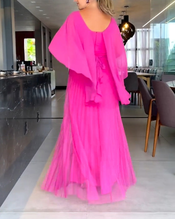 A-line maxikjole med rund hals