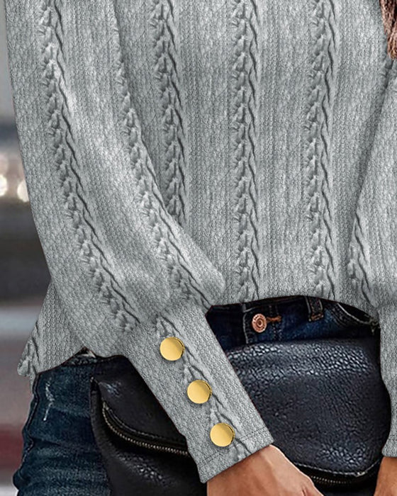 Elegant Bluse Med Rund Hals Og Knapp