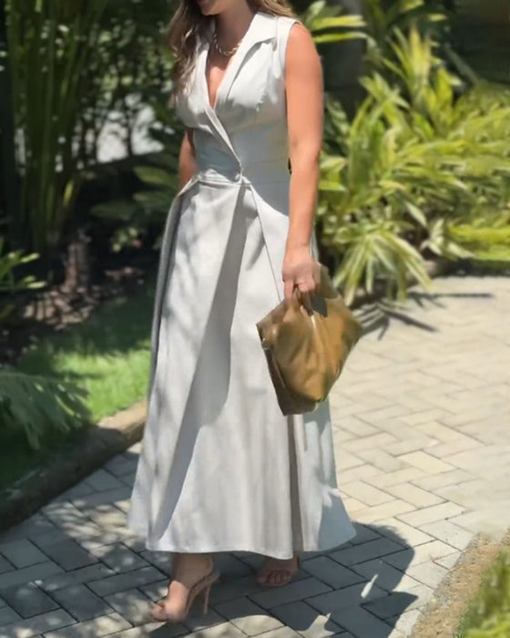 Elegant ensfarget kjole uten ermeslag