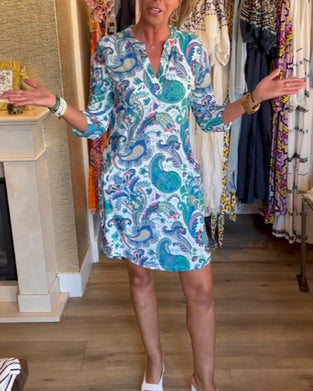 Kjole med 3/4-ermer og lommer