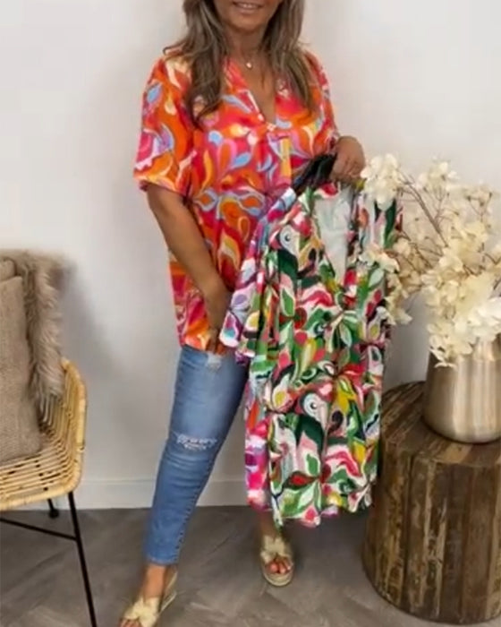 T-skjorte med V-hals og korte ermer