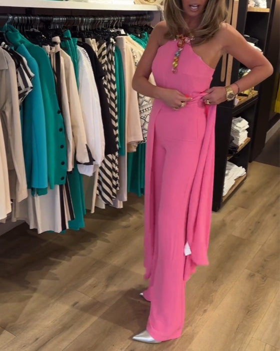 Halter neck split ensfarget todelt sett