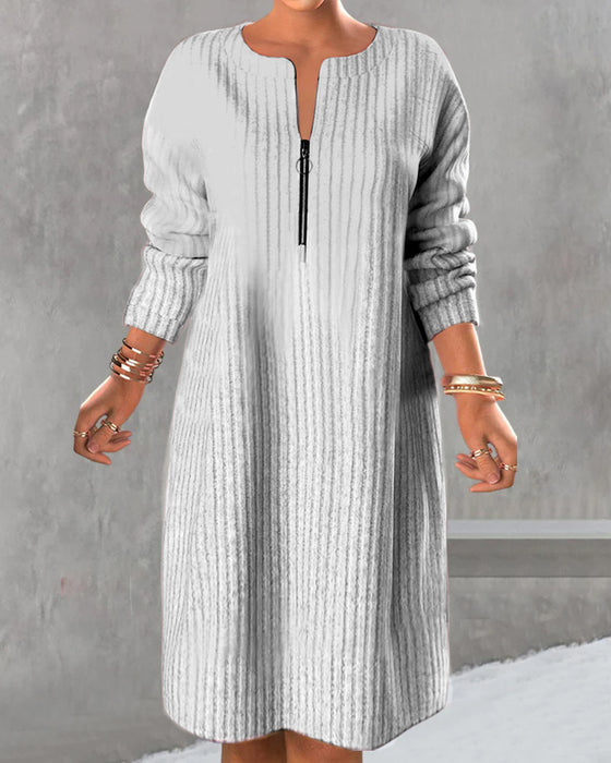 Ensfarget kjole med glidelås