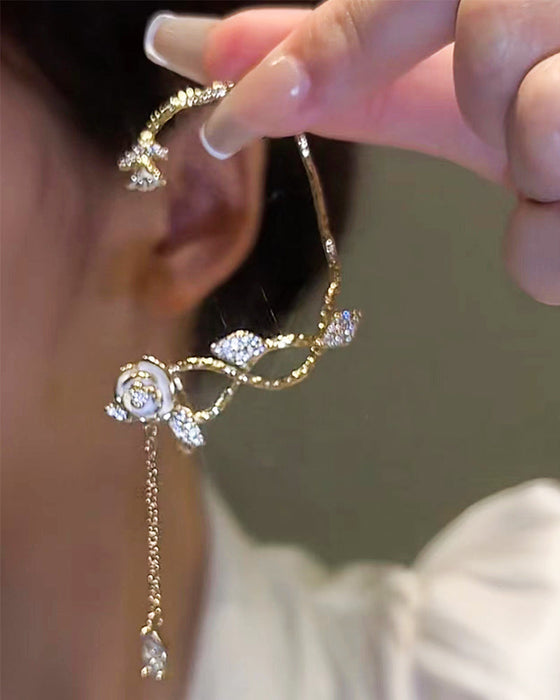 1 stk rhinestone blomsterbladmønster dusk øreklatrer