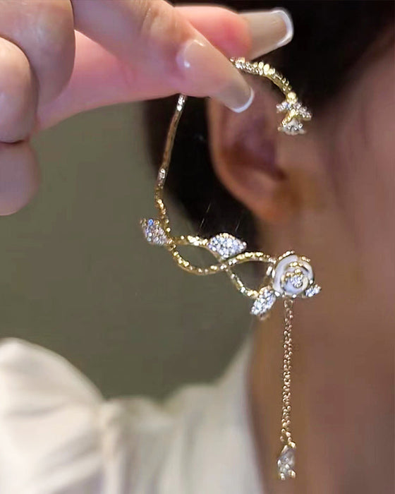 1 stk rhinestone blomsterbladmønster dusk øreklatrer