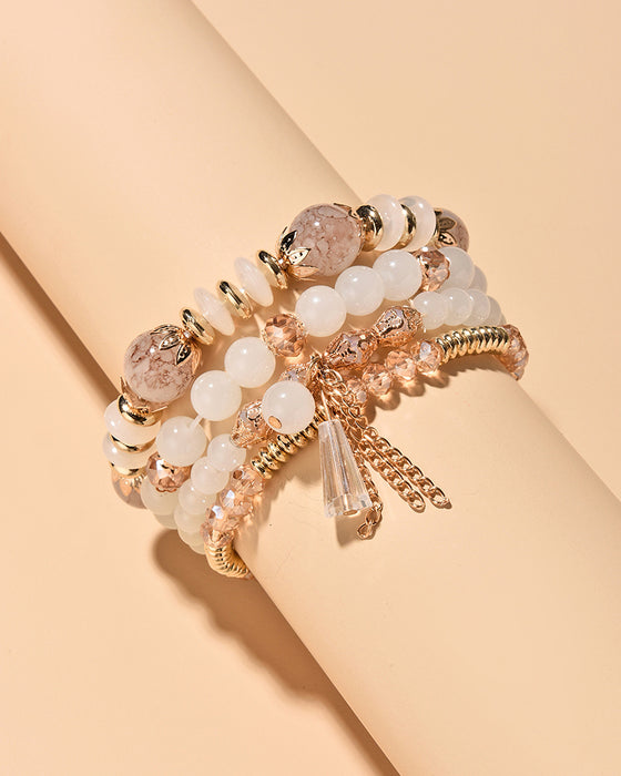 Flerlags perlearmbånd med frynser i bohemisk-stil