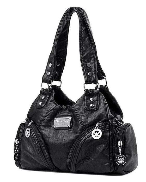 Vintage messenger bag i mykt skinn