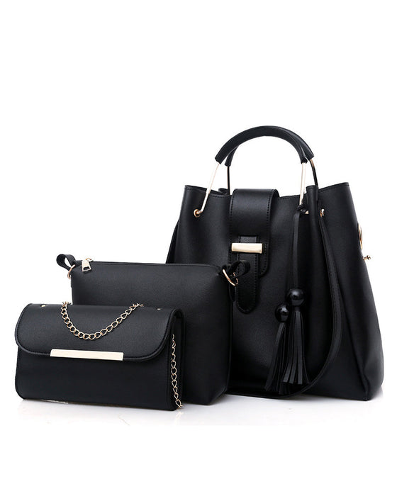 Dame håndveske skulderveske 3 deler sett