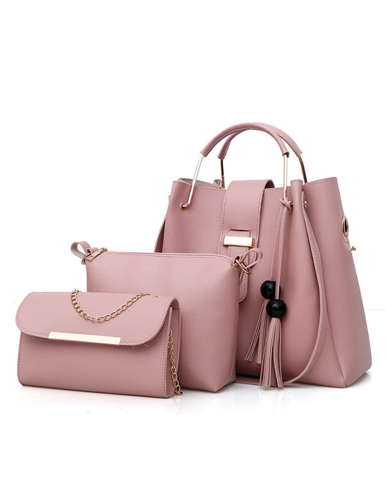 Dame håndveske skulderveske 3 deler sett