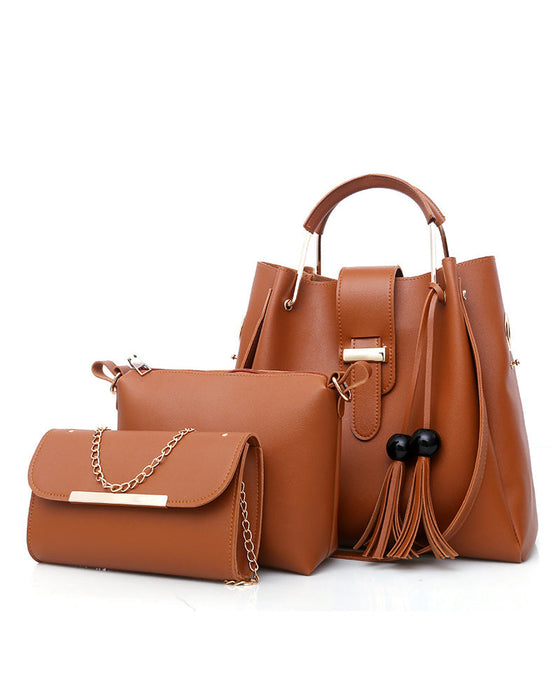 Dame håndveske skulderveske 3 deler sett