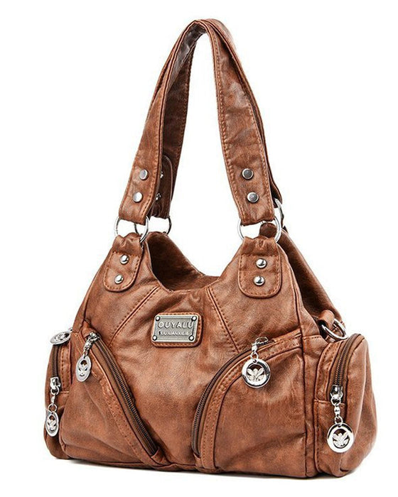 Vintage messenger bag i mykt skinn